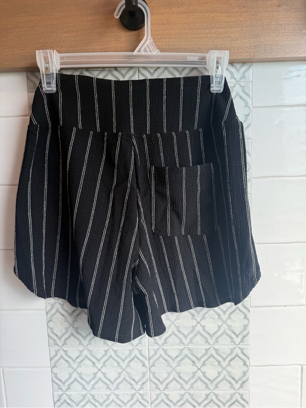 HALARA Black Pinstriped High Waist Shorts